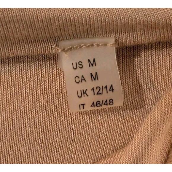 Elie Tahari Sleeveless Top Blouse US M Nude Beige Ruched Back Mock Neck Ribbed - Picture 3 of 5